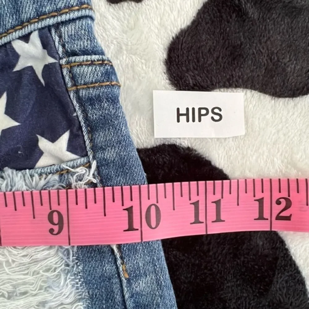 Stars and Stripes Distressed Denim Short Set 3XS (6-12 months) 4th of July Girls
